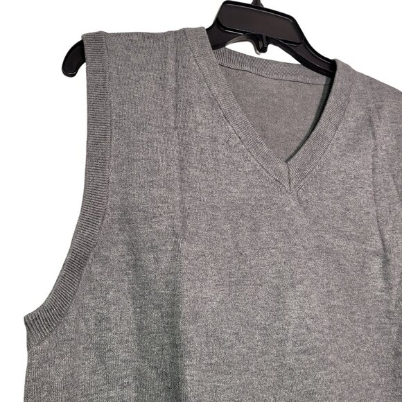 Men's Business Grey V-Neck Sleeveless Sweater Vest Pullover Size Large - Picture 4 of 8